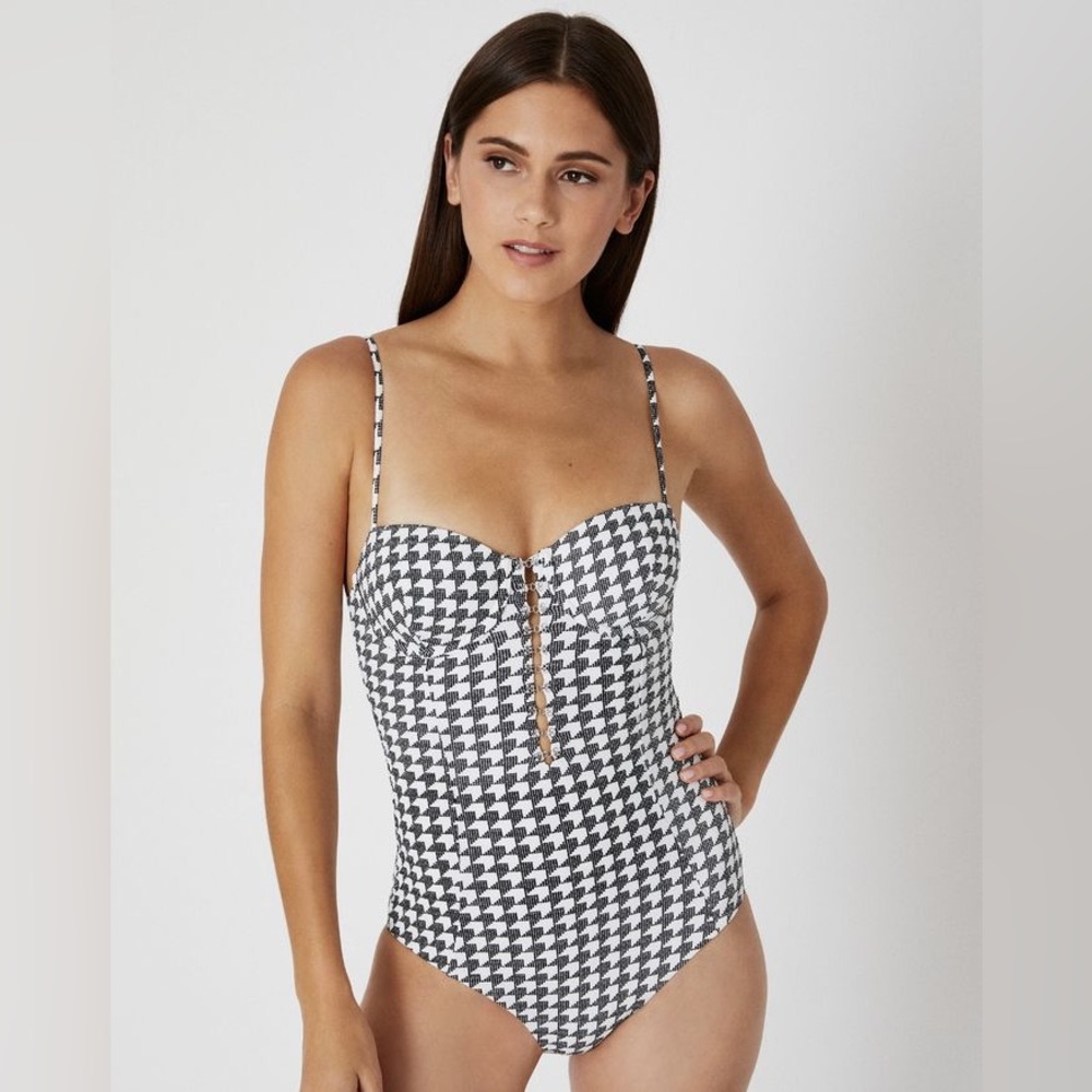 Onia Diana Gingham Print One Piece Swimsuit